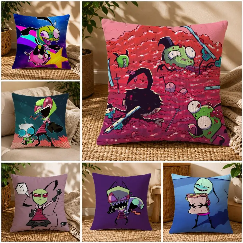 IP-Invader ZimS Cushion Cover Soft Short Plush Zippered Cushion Covers 40/45/50cm Square Decor for Sofa Home