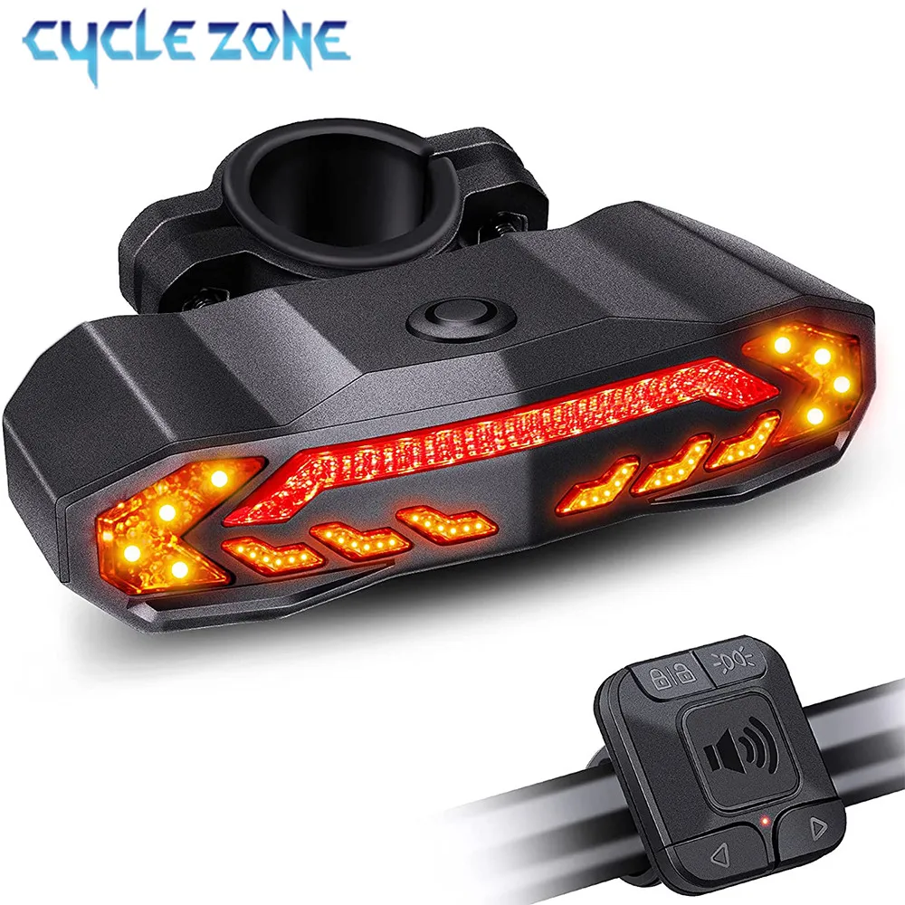 

Wireless Bike Tail Light Turn Signals Horn Remote Control Mountain Bike Light Rear USB Rechargeable Bicycle Flashing Lamp