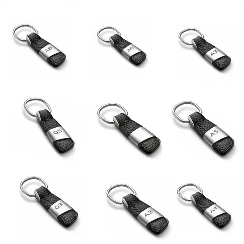 

Genuine Leather Key Chain Ring for Audi Sline A1 A3 A4 A5 A6 A7 A8 TT Q2 Q3 Q5 Q7 Q8 Car Emblem Badge Keychain Keyring Keyfob