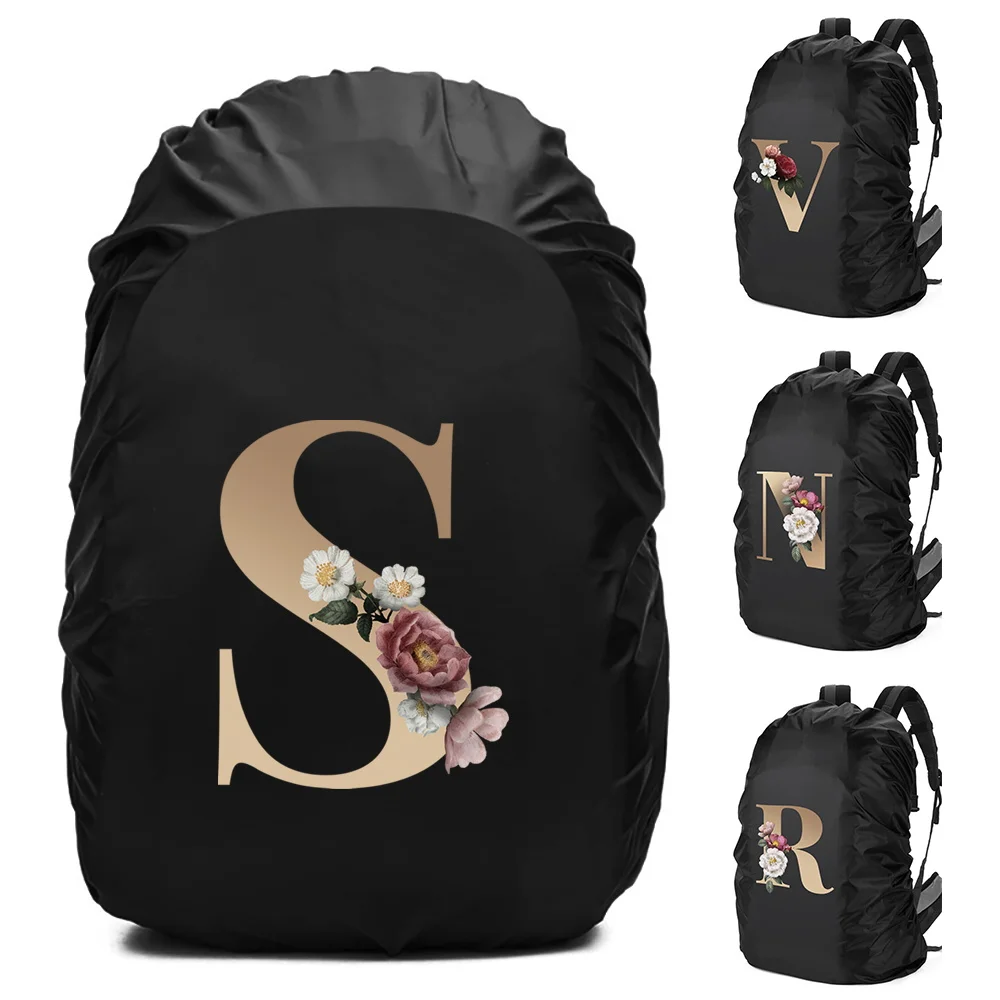 20-70L Backpack Cover Portable Gold Letter Pattern Foldable Backpack Cover Climbing Camping Hiking Accessories Backpack Cover