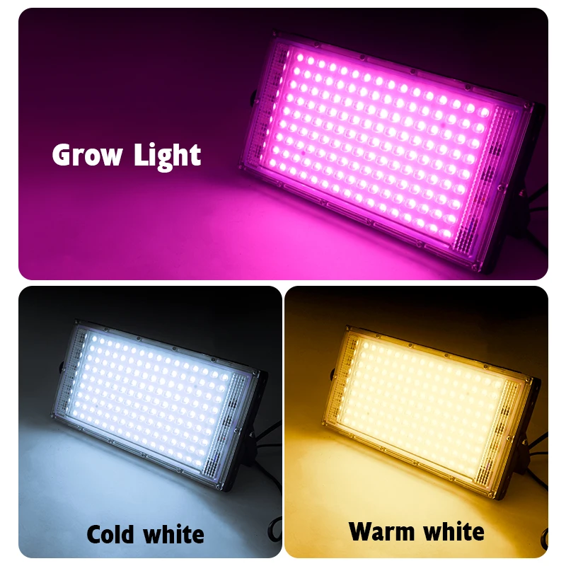 ไฟ Grow LED โคมไฟ Phyto 220V 50W 100W LED สปอตไลท์สเปกตรัมเต็มรูปแบบในร่มกลางแจ้งเรือนกระจกพืชไฮโดรโปนิกส์