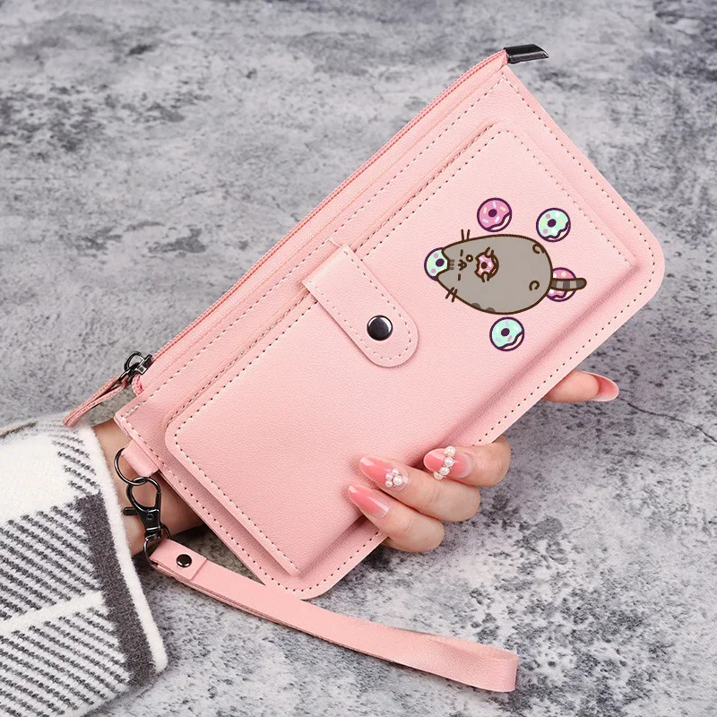 Pusheen Zipper Wallet for Women Card Holder Anime Cute Cat Cartoon Long Coin Purse Girls Birthday Gift Multi-slot Pocket Handbag