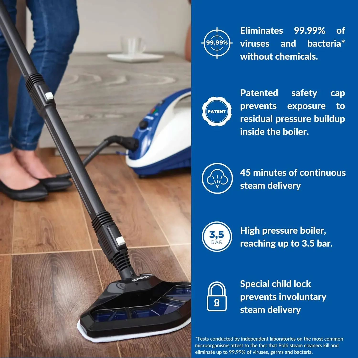 Vaporetto Smart Steam Mop and Steam Cleaner for Cleaning and Sanitizing with 12 Attachments Works for Tile Floor with Grout, Car