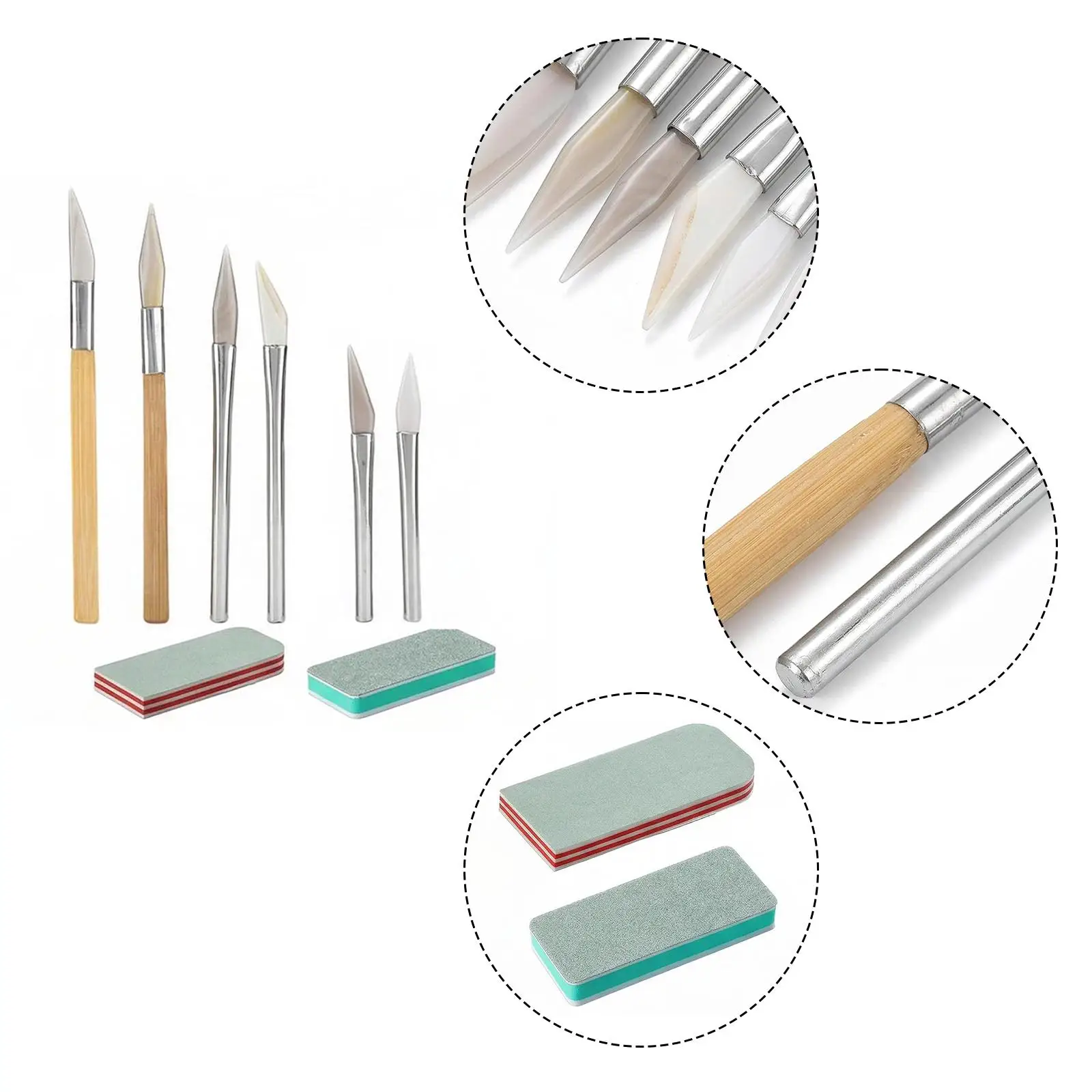 8ピース研磨バーニッシャーアクセサリーdiy愛好家向け簡単使用エッジスカイビングジュエリー製作ツールキットハンド研磨セット