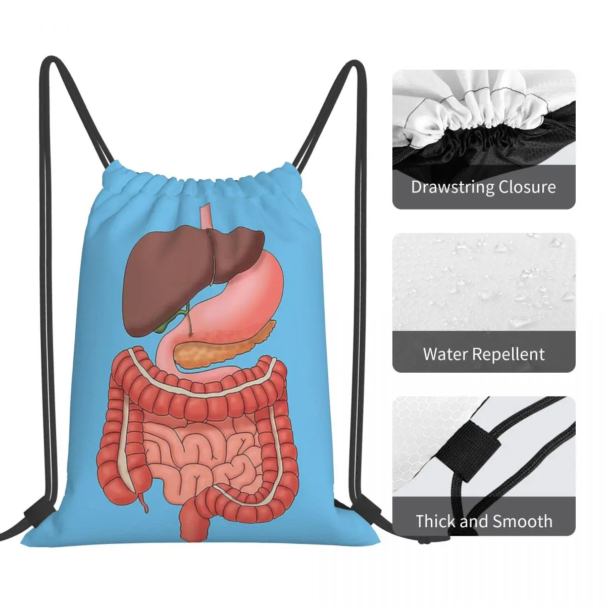 Órgãos do Sistema Digital Ilustração Médica Mochilas, Sacos De Cordão Portátil, Saco De Sapatos, Sacos De Livro Para Estudantes De Viagem, Moda