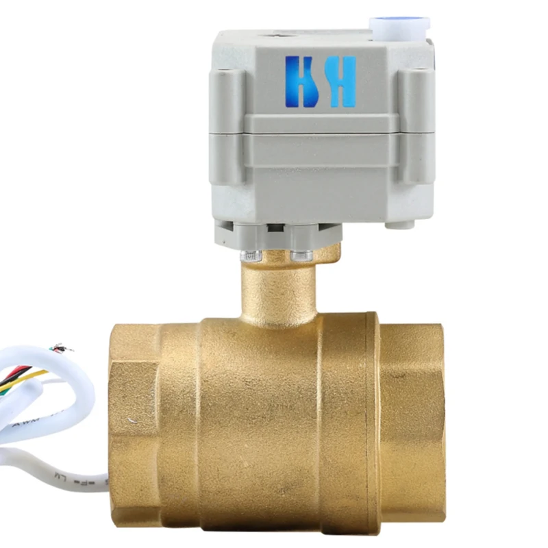 1-1/4'' DN29 2-Way Brass Electric Ball Valve DC5V/12V/24V, Motorized Valve with Manual Override for Water/Pipe 3 Wires