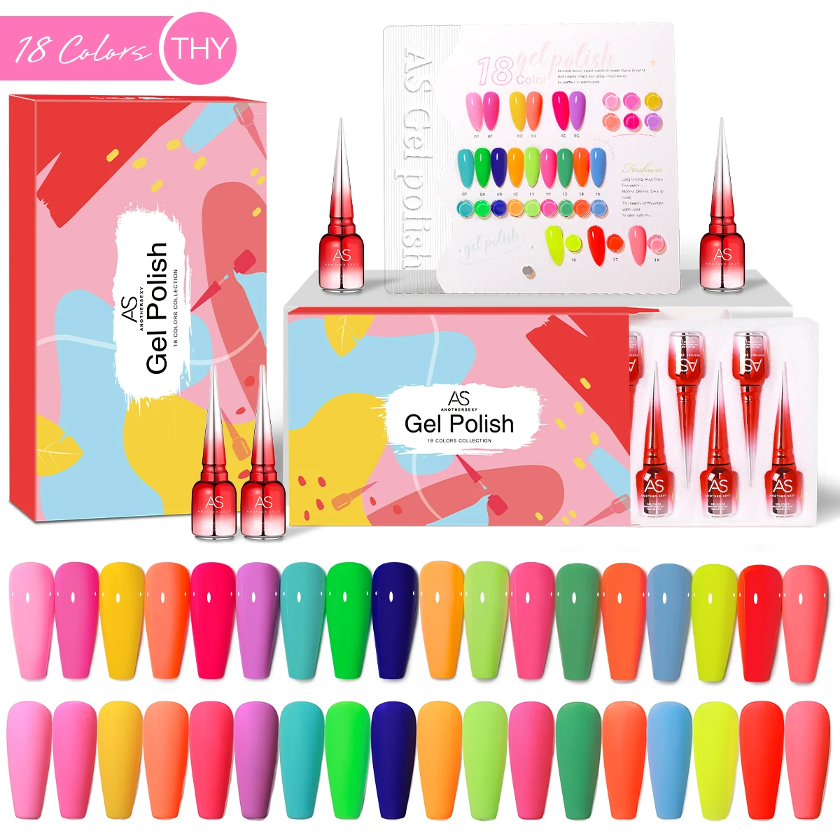 AS 15ml Translucent Jelly Nude Gel Nail Polish Set 18pcs Colorful Varnish Semi Permanent UV LED Nail Art Manicure Kit W/ Display