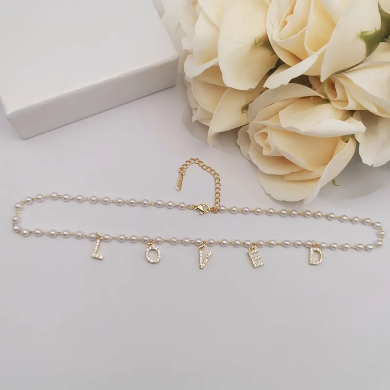 2022 New Custom Name Necklaces For Women Personalised Pearl Necklace Pearl Dangle 9mm Zircon Letter Name Necklace Gift For Women