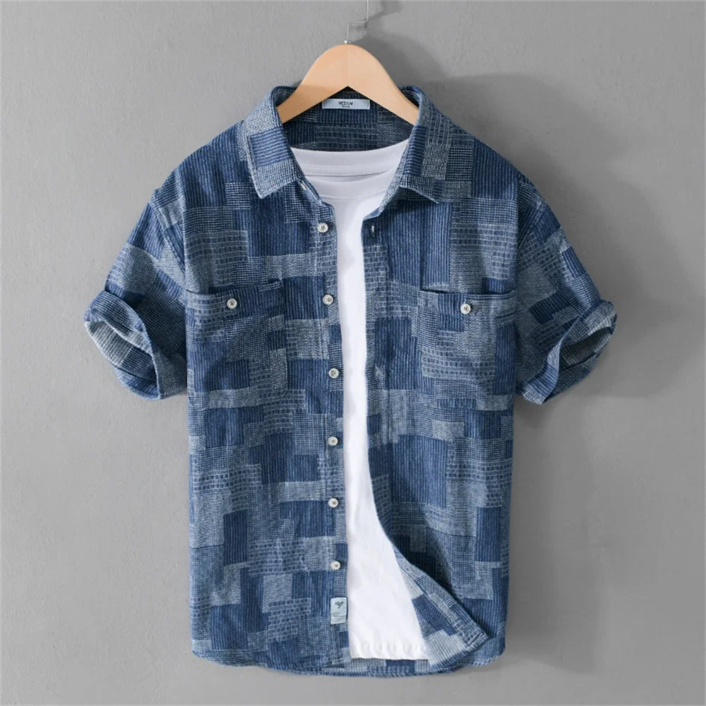 

Summer cargo shirts men fashion short sleeve mens shirt workwear men's Tops loose Casual clothes for Young men