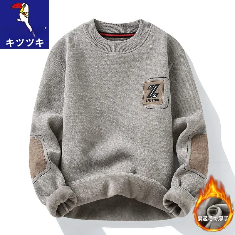 TUCANO Men's Thermal Underwear round Ne-Piece Fce Thiened Faion Base irt Winter Warm Casual Polyester Blend