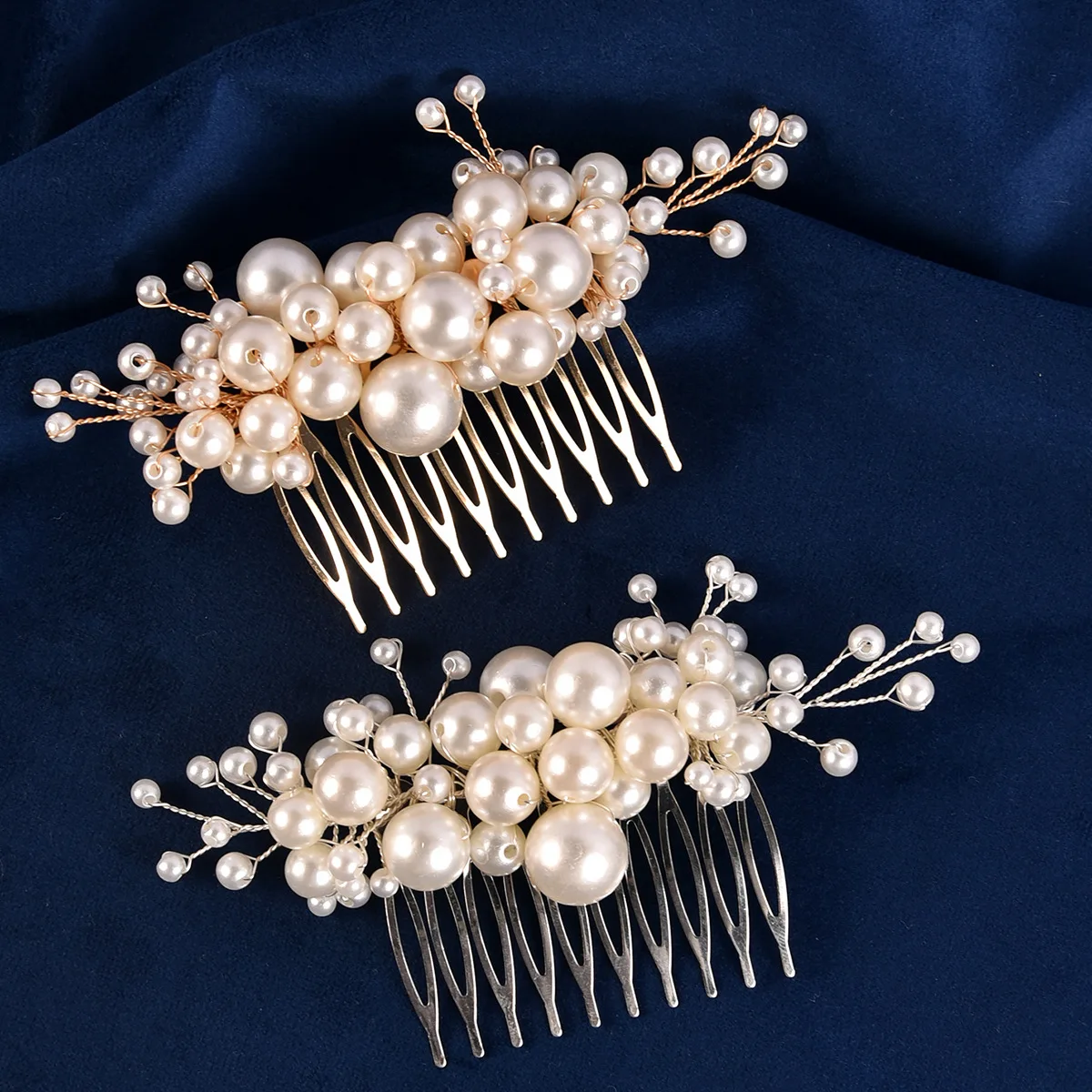 

Floralbride Handmade Alloy Crystals Rhinestones Pearls Flower Leaf Bridal Hair combs Wedding Headpieces Women Girls Hair Jewelry