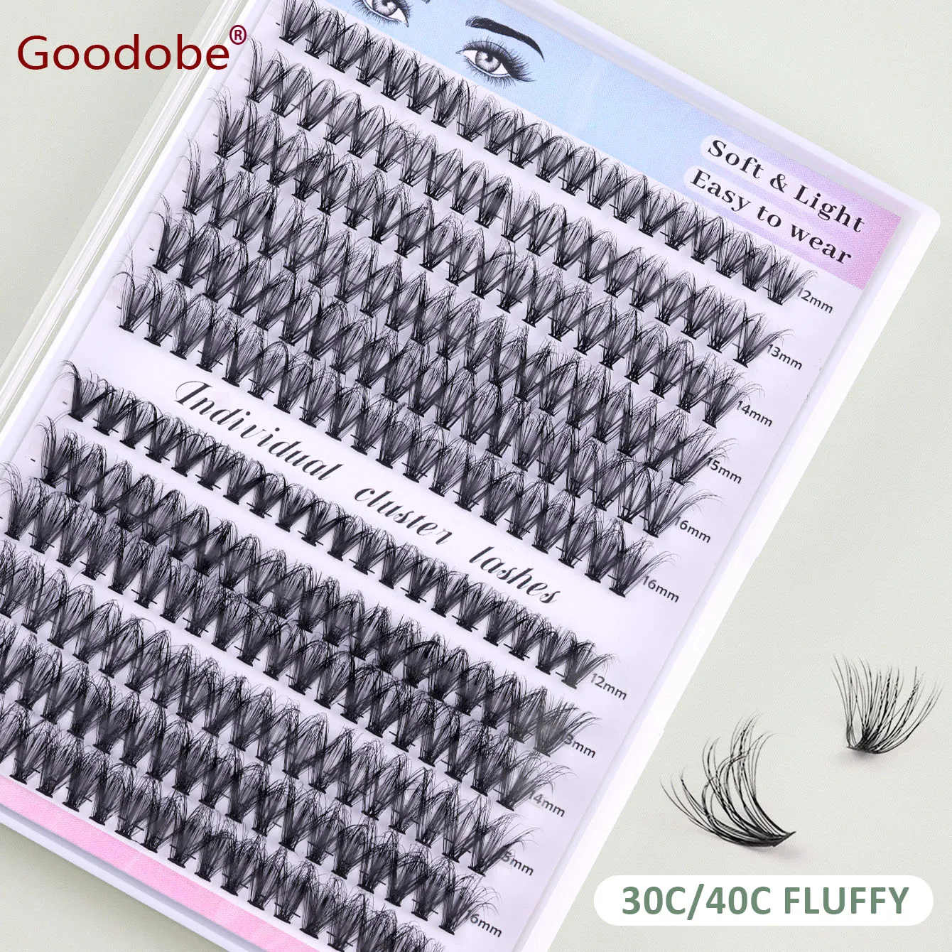 

Goodobe 30/40C Fluffy 240pcs 12-16mm DIY Lashes Extensions Lash Clusters Wispy Thick Individual Lashes Cluster Eyelash Makeup