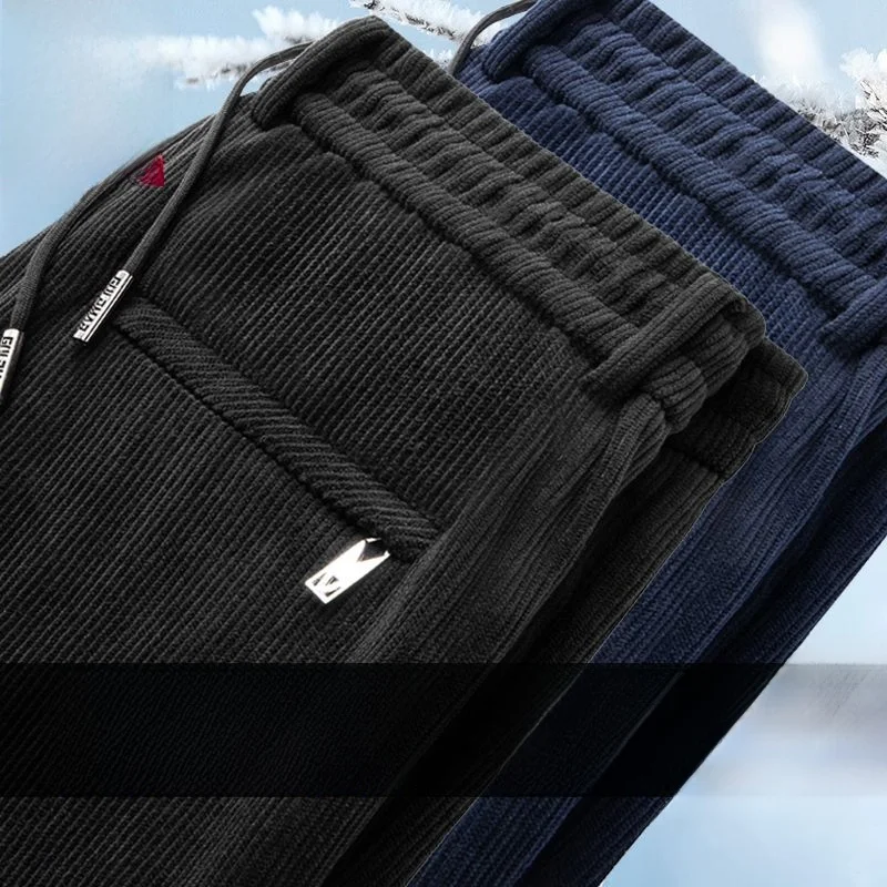 

Thiened Fce Men's Casual Sports Pants Autumn Winter Loose Workwear Dad Corduroy Long Trousers Faion Urban Sle Straig...