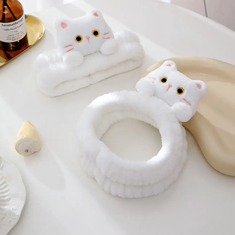 การ์ตูนแมวขนแกะปะการังแถบคาดศีรษะยืดหยุ่นลื่นแต่งหน้าล้างหน้า Hairbands Traceless อุปกรณ์เสริมผม