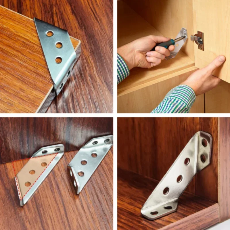 가구 코너 프레임 커넥터 50개, 패스너 코너 코드 하드웨어 액세서리, 캐비닛, 목재 테이블 및 의자 고정,