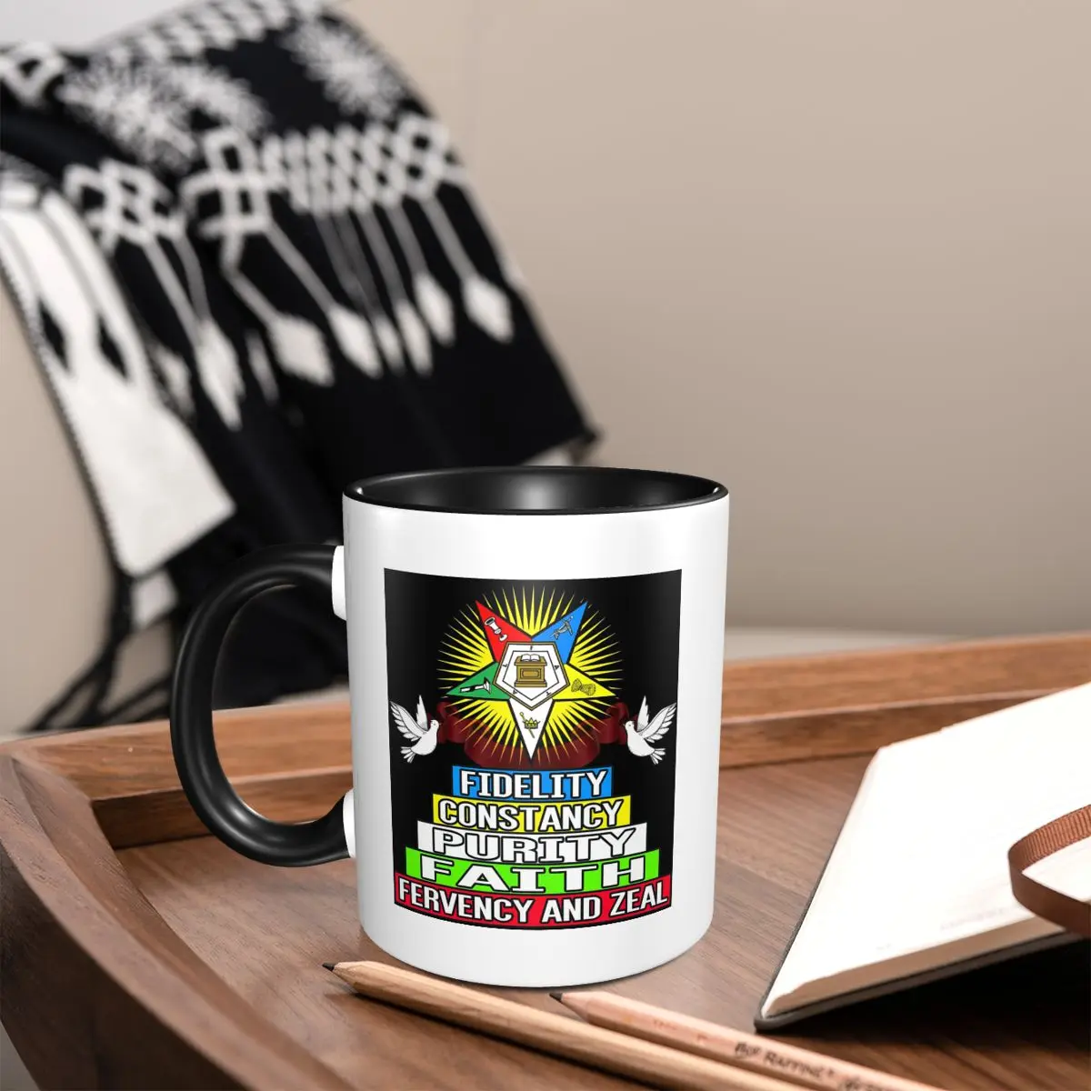 OES Emblem Order Of The Eastern Star Mug Funny Ceramic Coffee Cups Tea Mugs Milk Cup Drinkware Gift for Woman Man