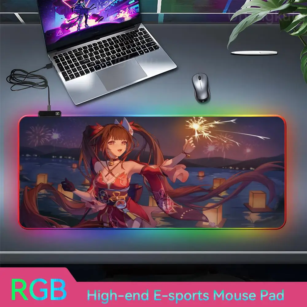 S_sparkle Mouse Pad Mouse Pad Hentai RGB LED Large Gamer Mousepads Escritorio Accesorios Accessoires Claviers Mouse Pad Gamer Ru