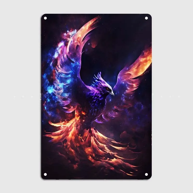 Metal Signs Vintage Bathroom Decoration Mystical Phoenix Metal Wall Art Mural Evil and Horror Wall Decoration Decor Retro Bar