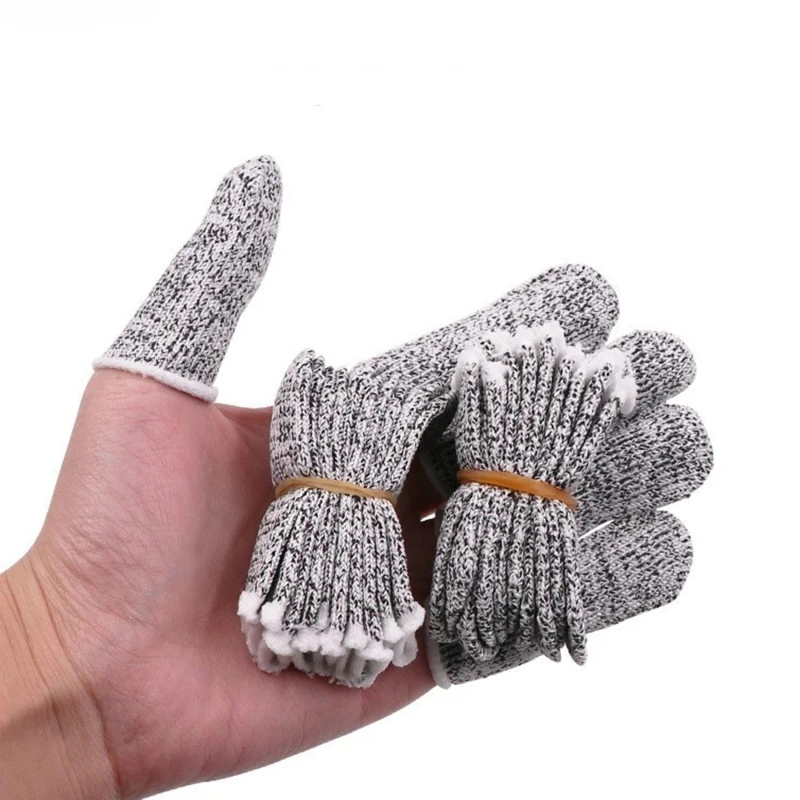 10Pcs Anti-Cut Finger Cover Finger Protector Sleeve High-Strength Safety Flexible Anti Cut Fingertip Gloves Kitchen Tool