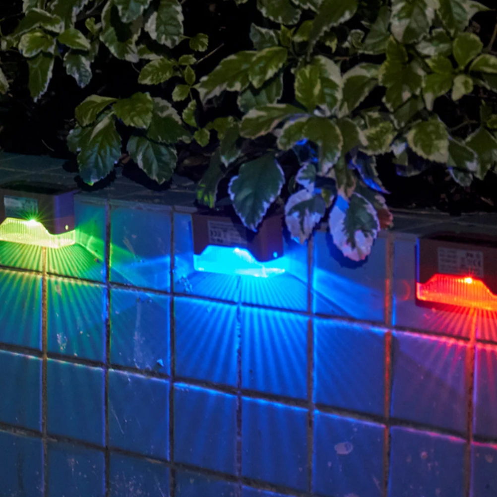 

4Sets Garden Wall Light Solar Powered Durable Simple Design Waterproof Adhesive LED Wall Light Solar Lamp Decor