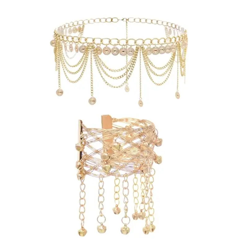 R1WE حزام خصر بنمط عرقي فريد من نوعه، إبزيم معدني مريح للجنسين #3