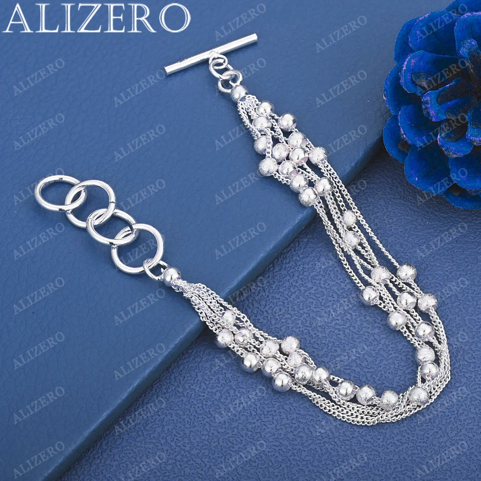 

ALIZERO 925 Sterling Silver Frosted Grape Beads Bracelet For Woman Wedding Party Charm Jewelry Fashion Accessories