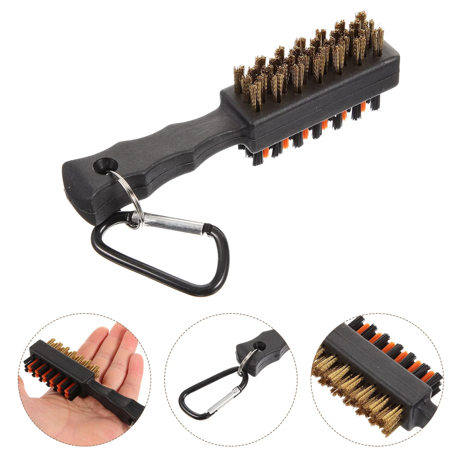 

Mini Heavy Duty Golf Club Brush Cleaner Double Sided Portable Metal Lightweight Nylon Bristles For Cleaning Golf Shoes Clubs