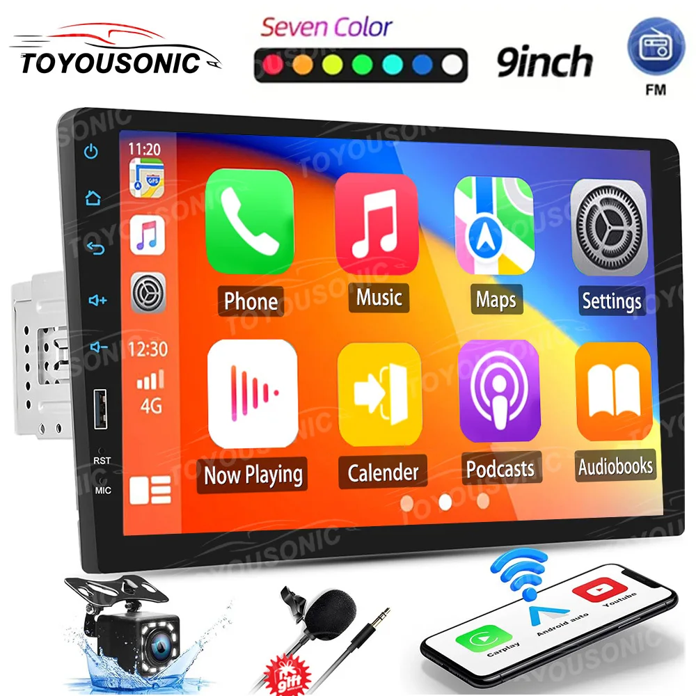 

TOYOUSONIC 9 inch Car Radio Carplay Android Auto Multimedia MP5 Video Player Car Stereo FM Bluetooth USB 1 din MP5 Head Unit