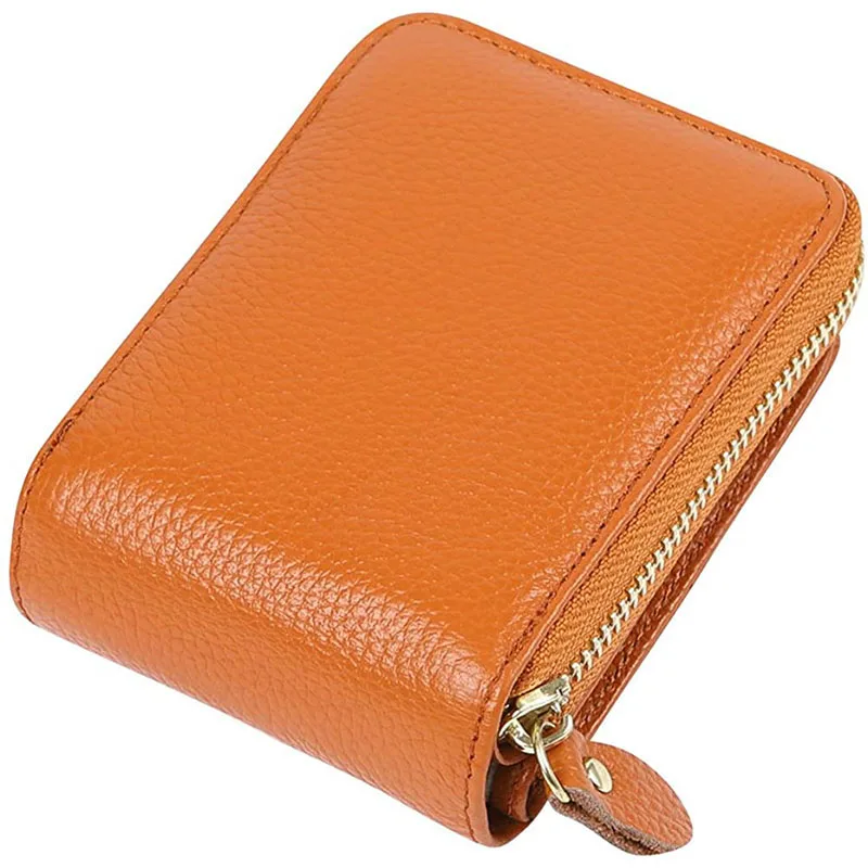 fashion genuine leather credit card holder zipper hasp ID card wallet purse