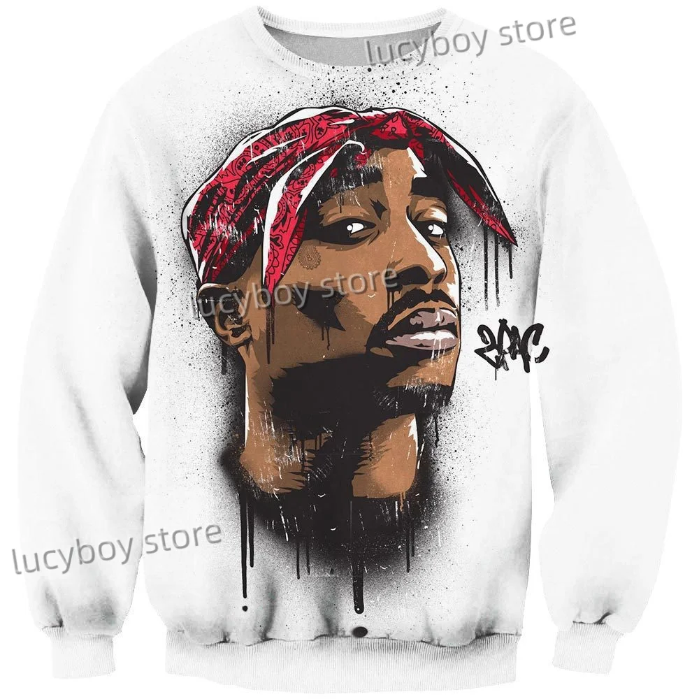 Rapper Rock Singer Tupac 3d Print Sweatshirt Long Sleeve Tops Oversize O-Neck Pullover Casual Male Sweatshirt Youth  Sweatshirt