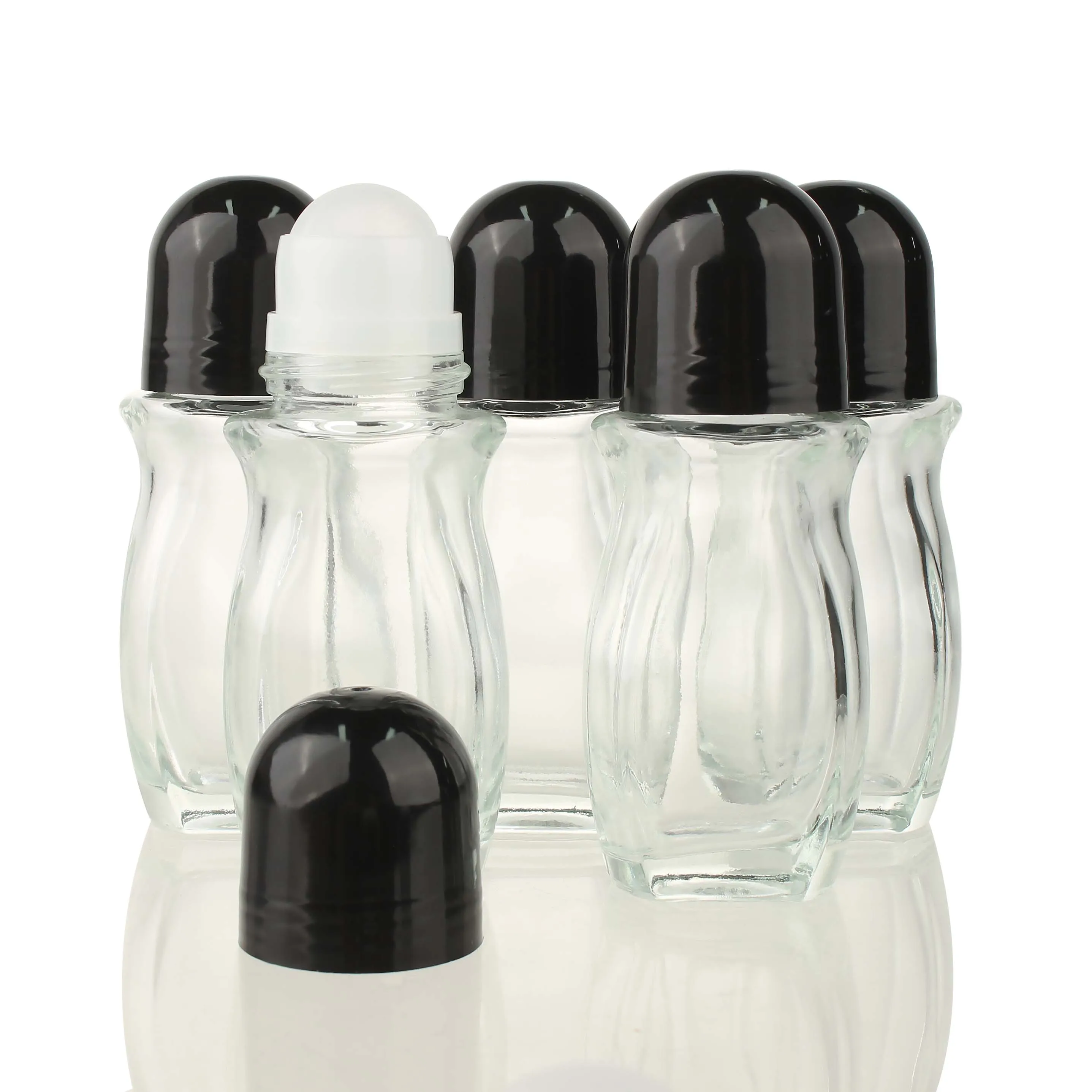 5 PCS Empty 50ml 1.67oz clear glass deodorant roller ball container Body oil roll on bottles travel containers