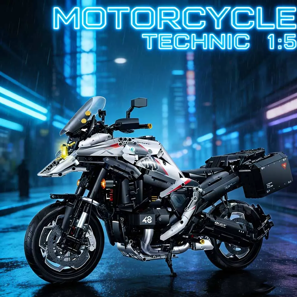 

MOC 2489pcs Motorcycle Building Blocks R1300gs Compatible lego Model Xinghao Toy Ideal Gift Boys Elevating Design Lights Feature