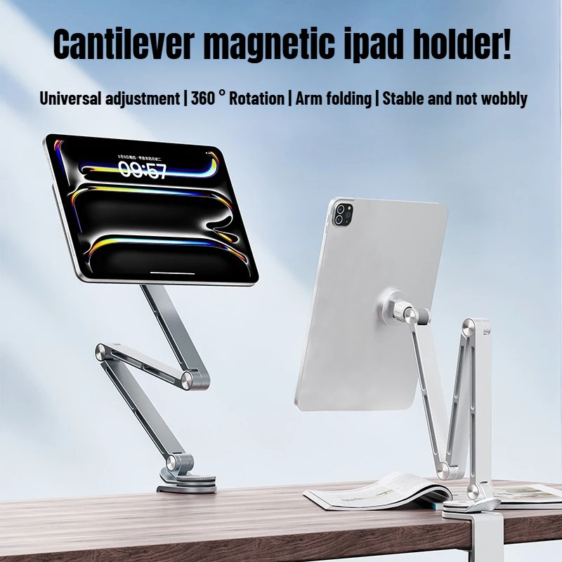 

iPad Mount for Desk Aluminum Alloy Tablet Magnetic Stand Foldable Arm Holder Mount for 4.7-15.6 Screen Phone,Monitor,Galaxy