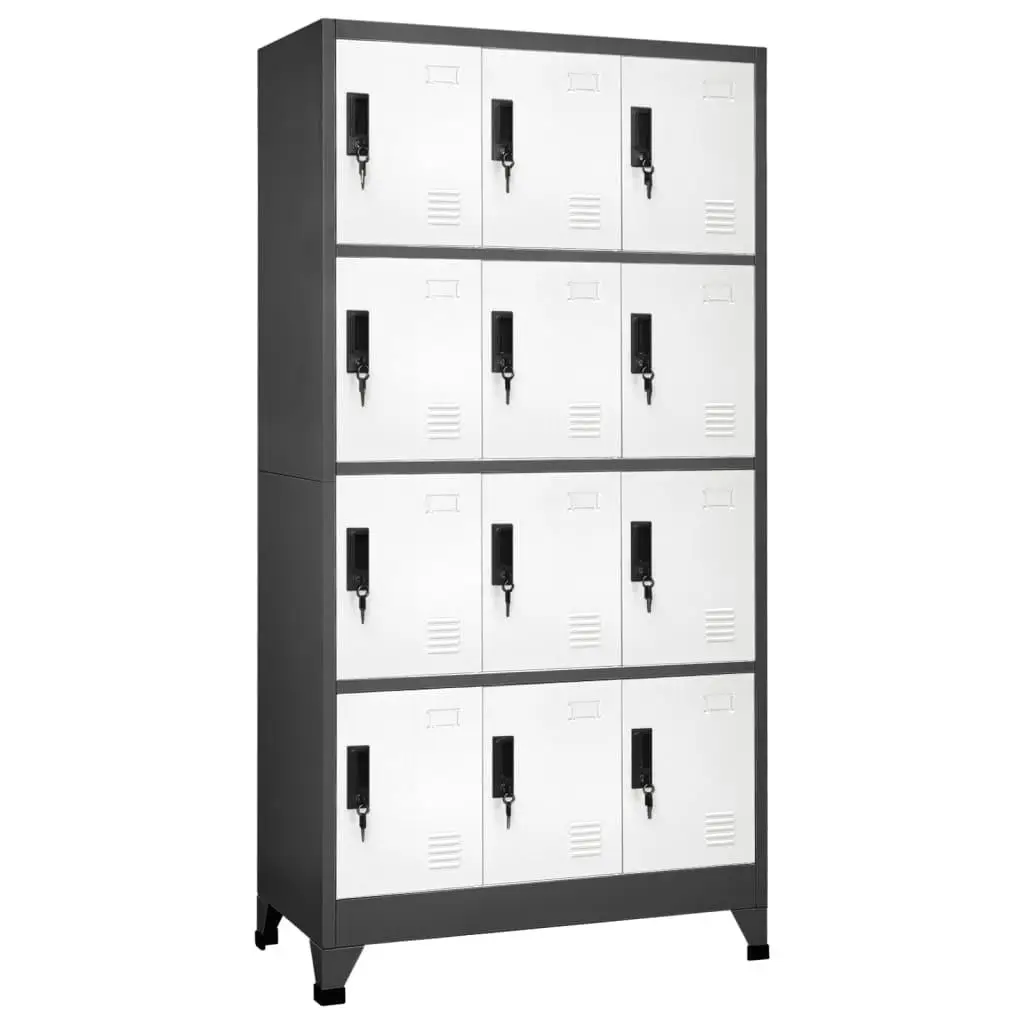 35.4x17.7x70.9 Anthracite & White Steel Locker Cabinet for Home & Office Storage