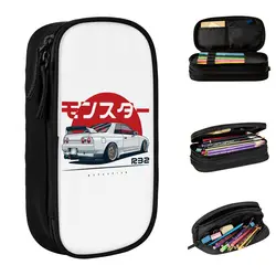 JDM R32 GTR Pencil Cases New Japanese Drift Car Pen Holder Pencil Bags Student Large Storage Students School Gifts Pencil Pouch