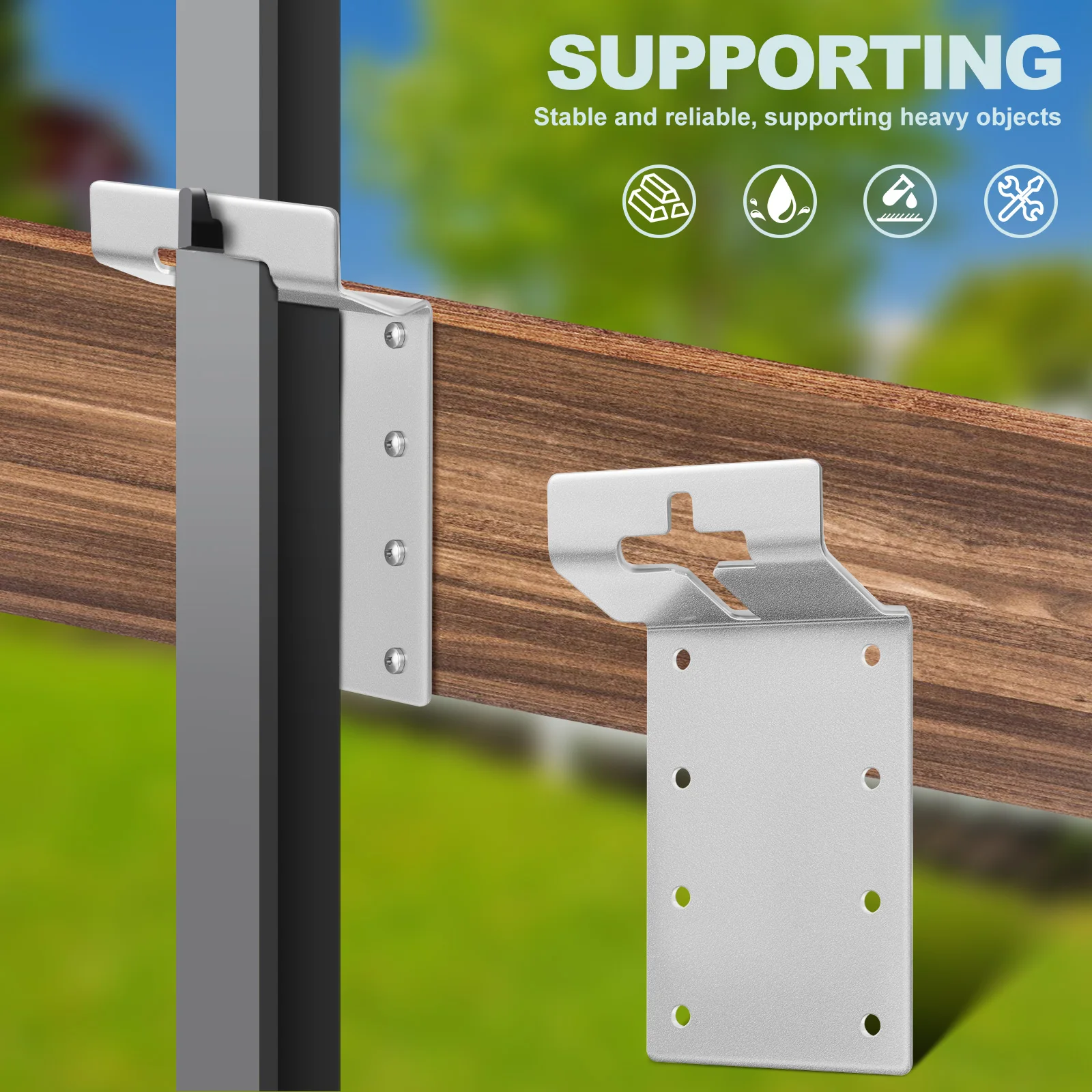 

6Pcs T Shaped Fence Post Brackets Heavy Duty Column Bracket Fence Mailbox Mounting Brackets for Wood Fixing Tool Suite Connector