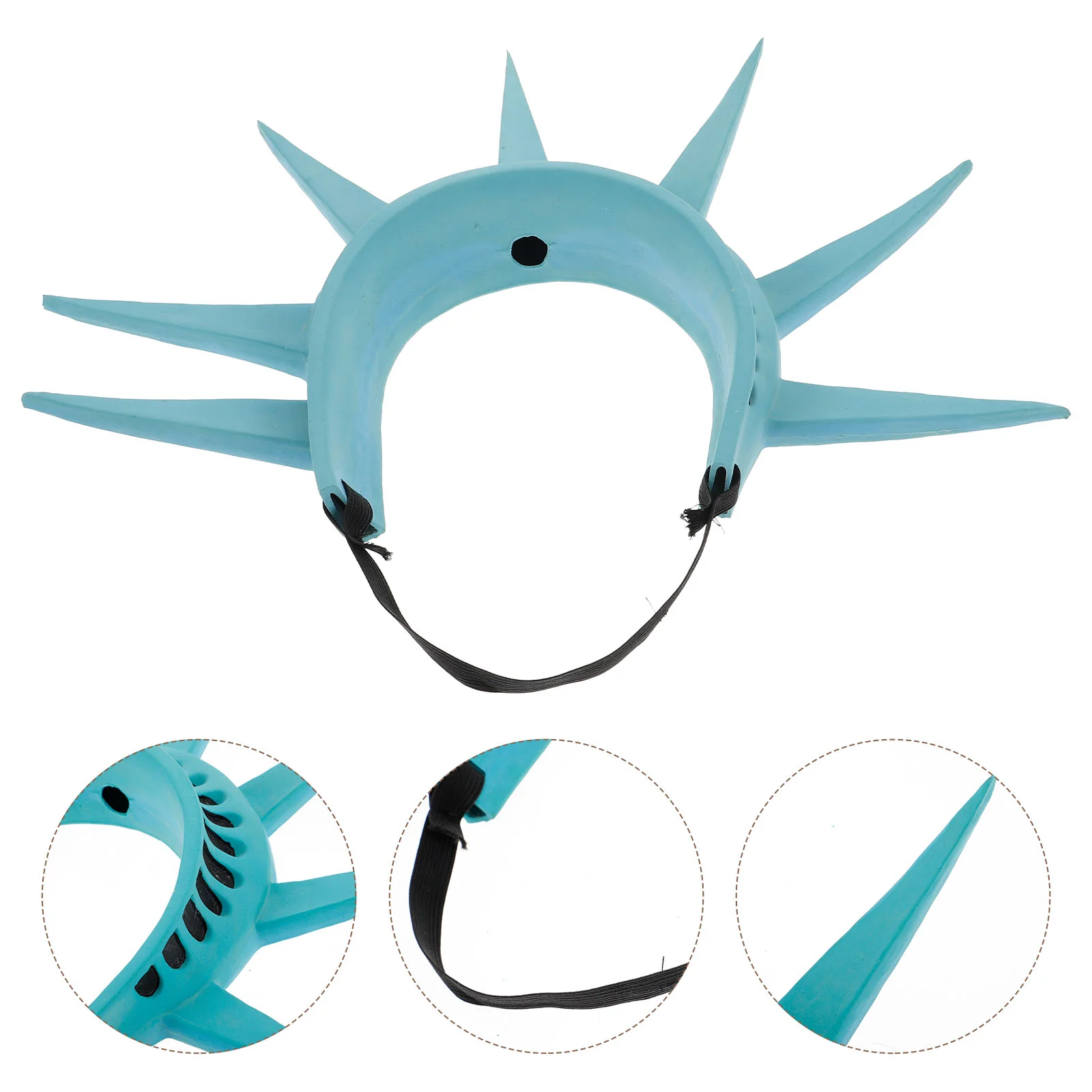 Statue of Liberty Dress Up Costume Spike Headband Ornament Makeup Vinyl Crown Torch Adult Lady Miss Child Goth Headpiece