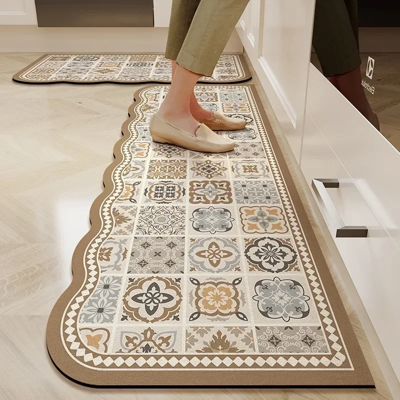 Kitchen Floor Mats Water Proof Oil-proof Anti-slip PVC Rug Wipeable No-clean Leather Comfortable Dirt-resistant Carpet Tapis 러그