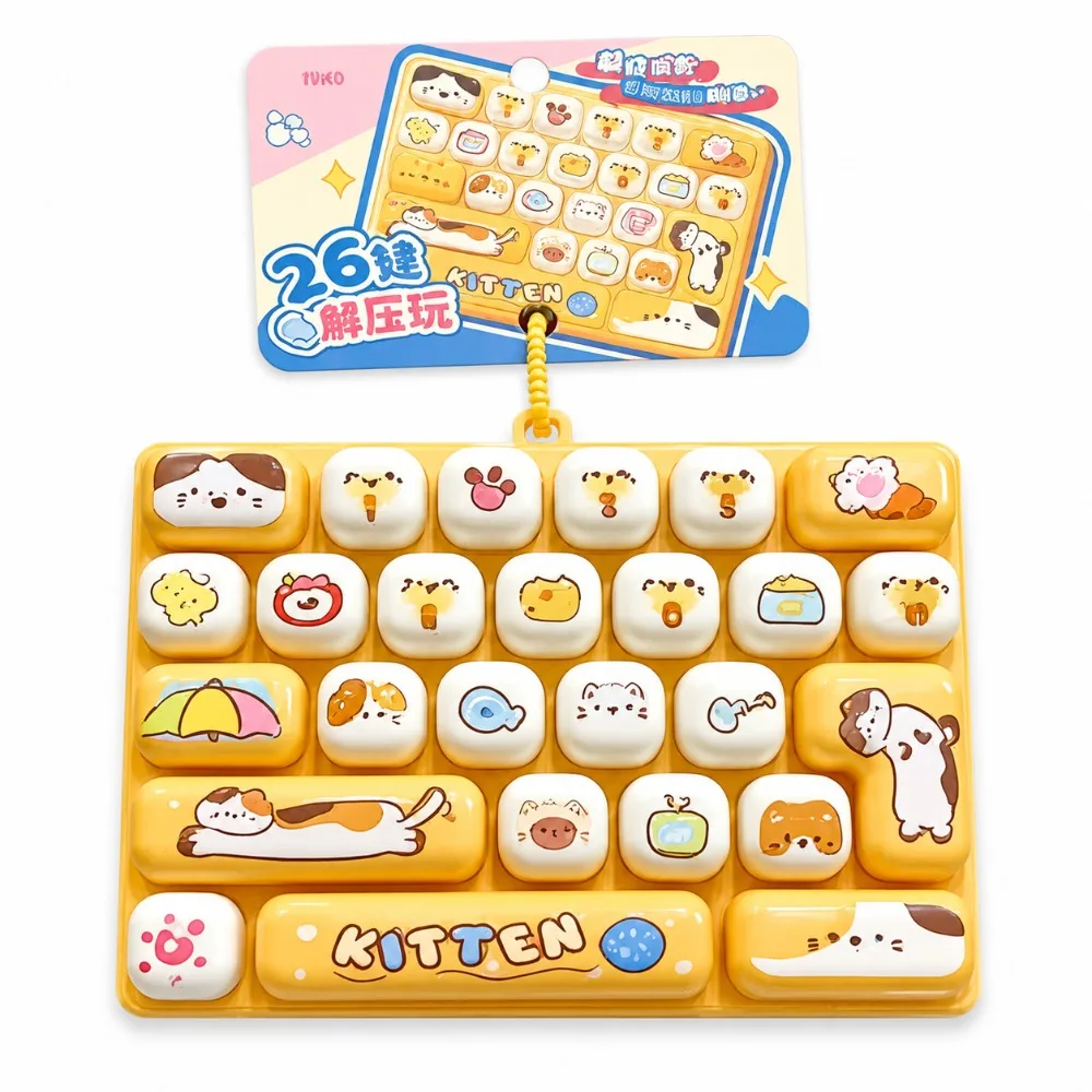 26-Key Decompression Button Transparent Dual-Tone Simulation Keyboard Mini Keyboard Pendant Cute Design With lights