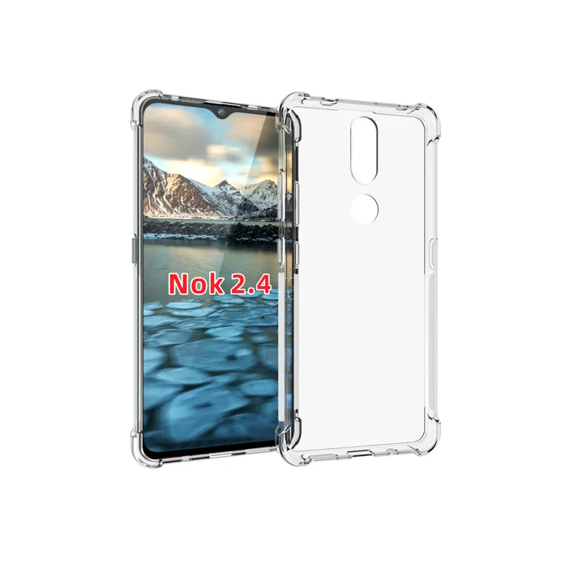 For Nokia 2.4 mobile phone case transparent all-inclusive TPU four-corner anti-fall silicone protective cover soft