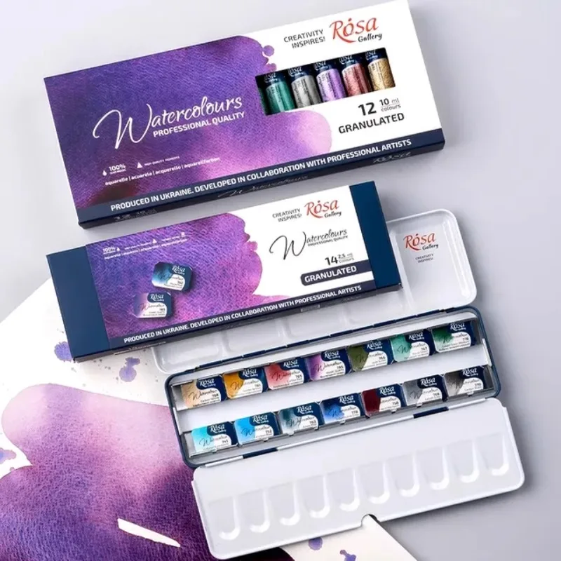 Rosa's New Artist-grade Layered Precipitation Watercolor Paint Set Artist Travel Portable Professional Painting Art Supplies