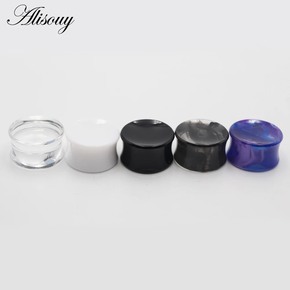 Alisouy 2PCS Concave Acrylic Transparent Smog Double Flared Ear Tunnels Plugs Expander Stretcher Gauges Piercing Body Jewelry