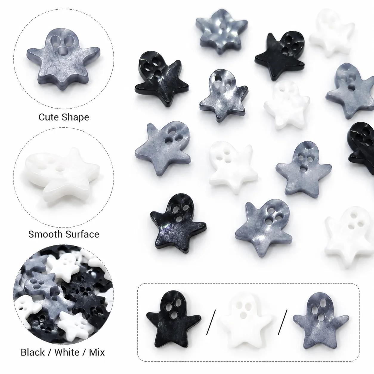 20pcs Mini Halloween Acrylic Ghost Figurine DIY Resin Charms Craft Accessories Desktop Decor Ornament
