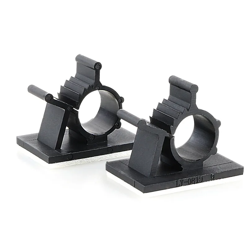 100PCS Self-Adhesive Cable Organizer Clips Adjustable Desktop Wire Management USB Winder Line Clamp Sticky Holder Black
