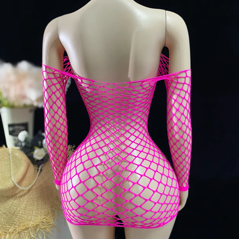 1PC Donne A Rete Coprispalle Senza Bikini Lingerie Sexy Vedere Attraverso Scava Fuori Vestito Aderente Manica Lunga Beachwear DS136