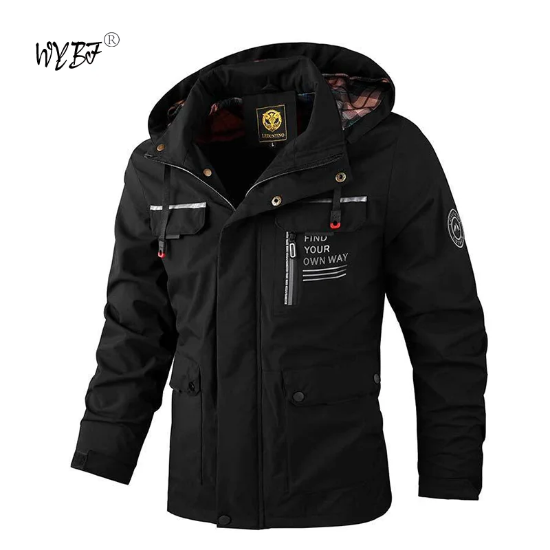 Casual Men's Fashion Windbreaker Jackets Hooded Jacket Man Waterproof mountains Soft Shell Climb Outdoor Camp Out Fishing Coat