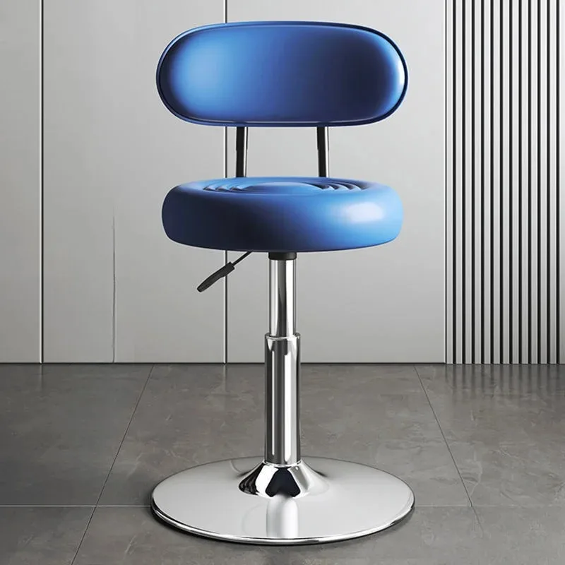1pc 1pc Bar Leather Upholstered Lifting Swivel Chair Backrest, Round Stool, Beauty Stool, Bedroom Dressing Stool