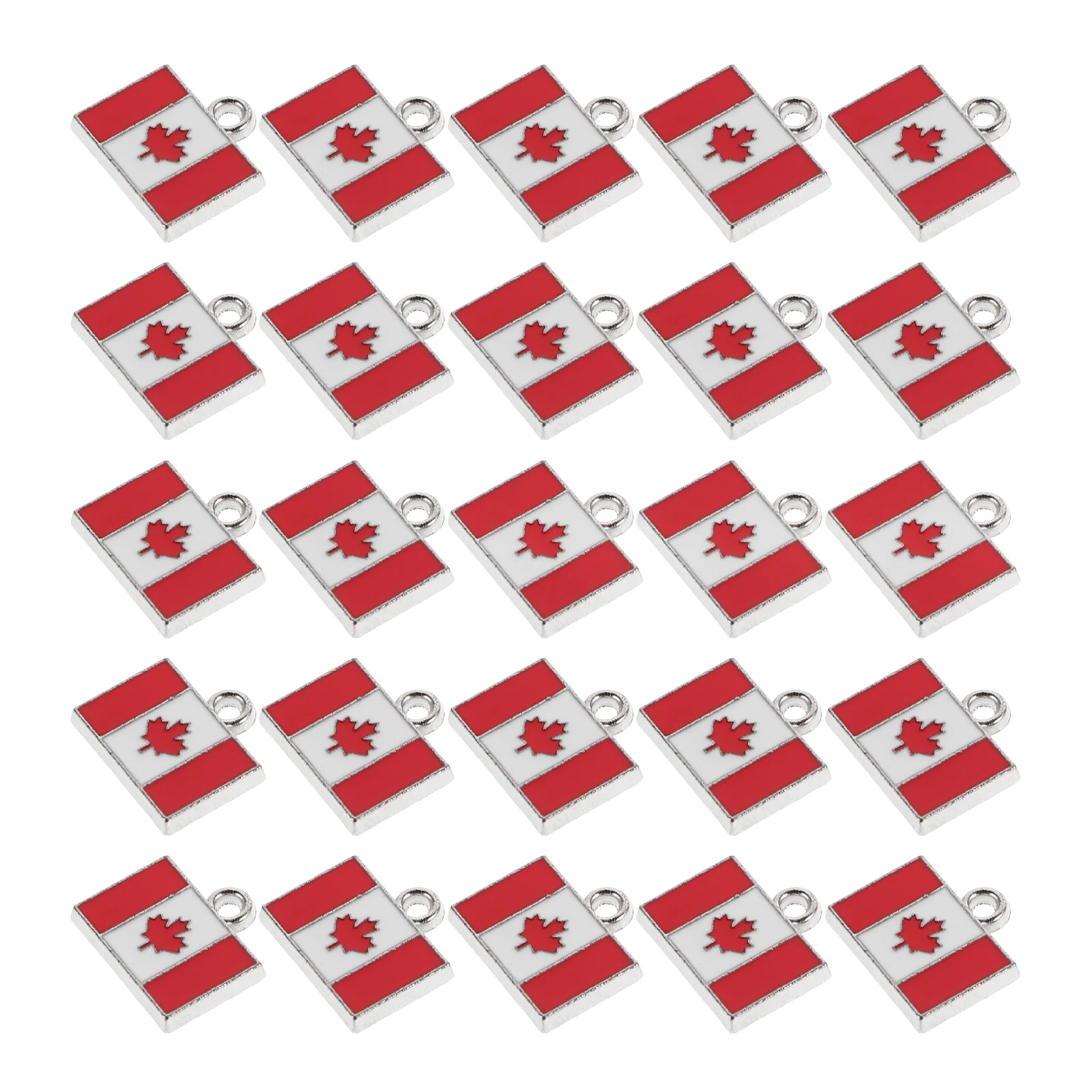 

25pcs Canada Flag Charm Dangle Pendant Alloy Enamel Lightweight Diy Bracelet Keychain Decoration Maple Leaf Jewelry Making