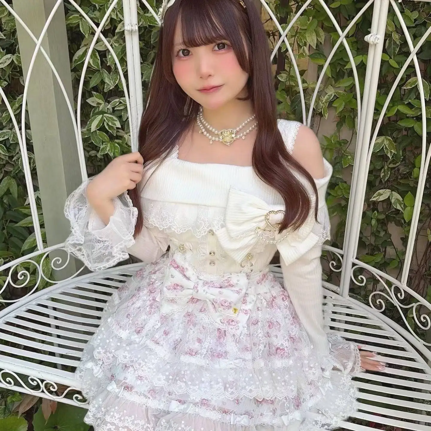 Sweet Lolita Floral Tiered Lace Mini Skirt Big Waist Bow Ruffle Dot Mesh Layered Short Skirt 3 Colors