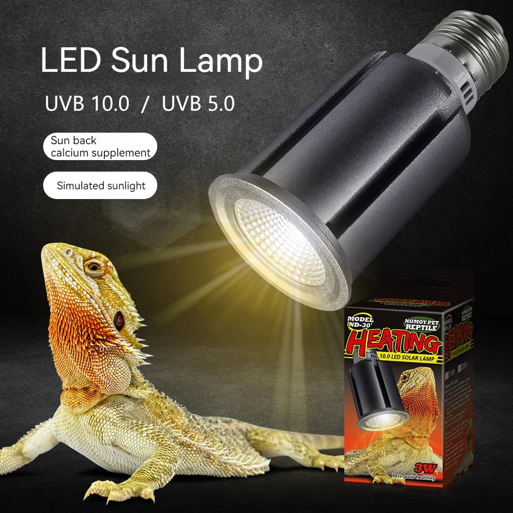 Reptile 5.0/10.0 UVA UVB LED Lamp Full Spectrum Tortoise Lizard Basking UV Light Amphibians Sun Lamp Sunbathe Light 110/220V